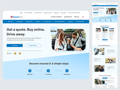 Re-design concept of Turners Cars car insurance website design ui ux web design