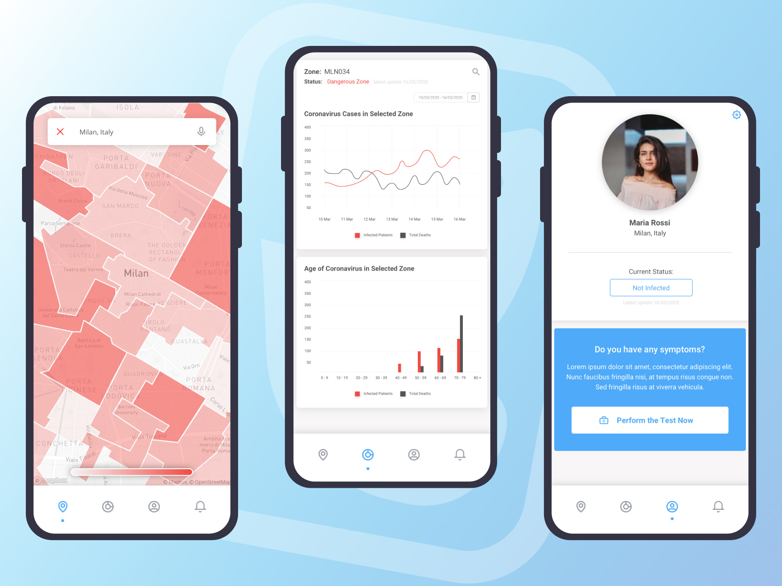 COVID-19 Mobile App design interface ui