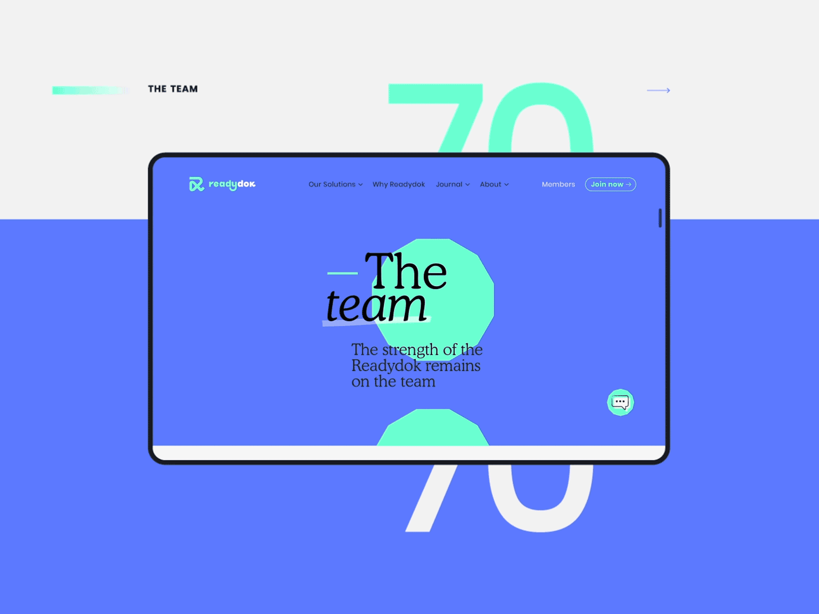 Readydok - The Team animation app blue colleagues green health identity logo praxis scroll team technology the team web website