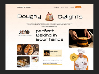 Doughy Delights | Landing Page Design baked bekary biscute cake cakes chocolates cook course design figma food minimal shop sweet ui uiux ux webdesign website website landing page