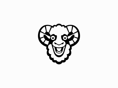 Ram Logo animal app branding character design farm happy head icon identity illustration logo mark mascot ram sheep smile symbol symmetry vector