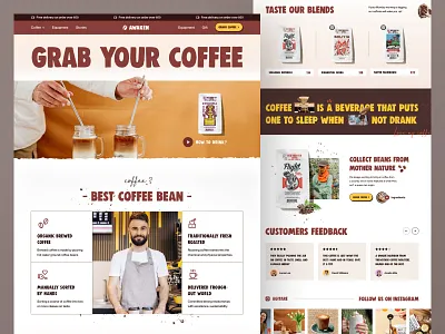 Coffee Brand Landing Page breakfast cafe cappuccino coffee coffee website design drink ecommerce espresso homepage landing page landingpage web web design web page web site webdesign webpage website website design