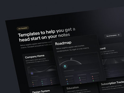 Notake ✦ Templates Section app card dark landing page dark section design framer landing page note app notes templates templates section ui web web design