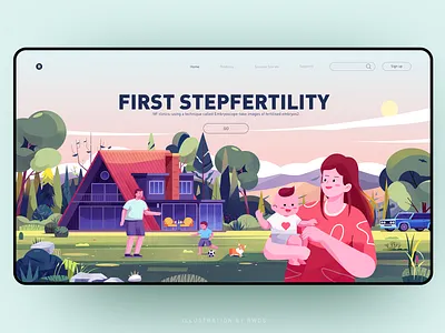 Landingpage baby cabin family graphic design home house illustration landscape mountain vector