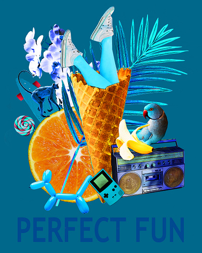PERFECT FUN art collage concept cover design digital art fun poster print summer t shirt print
