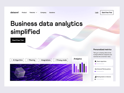 Data Analytics Webpage Design ai analytics artificial intelligence b2b b2c business company contracts data design enterprise investment landing page payments saas startup ui web webflow webpage