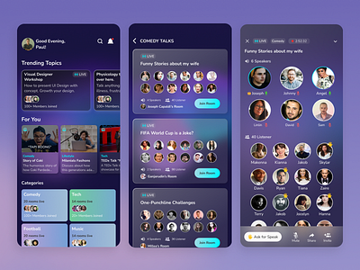 Audio Chat Apps UI Exploration design mobile app mobile design ui uiux