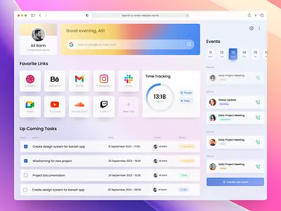 Browser Extension for Task Management browser extension calendar chrome extension dashboard dashboard design glass glassmorphism light mode minimal minimal design saas design task management ui ux