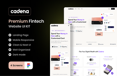Virtual Card Landing Page - Cadena design figma heropage landing page landingpage mobile responsive page ui virtual card virtualcard website