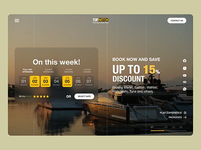 Top Notch - Booking Website booking app carter fishing layout typography ui ux website