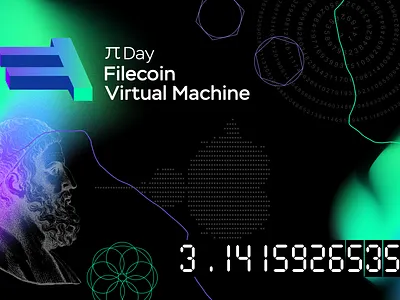 Pi Day Celebration for Filecoin Virtual Machine brand branding colors filecoin fvm illustration math numbers pi teal vector violet