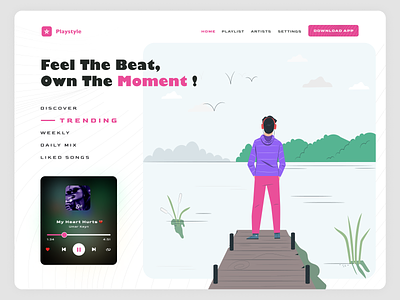 Music Player App colors design figma home page illustration interaction animation interface design ios app landing page layout logo minimal design mobile app music music app music player product design trending web design web product