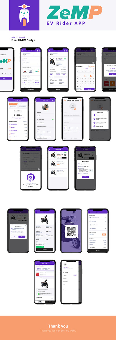 ZeMP EV Rider App adobe adobe xd app design interaction interaction design ui uiux design ux visual visual design xd