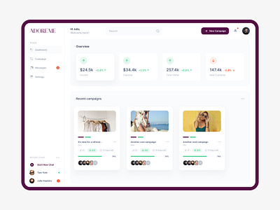 Influencers platform - dashboard dashboard desktop influencers platform ui