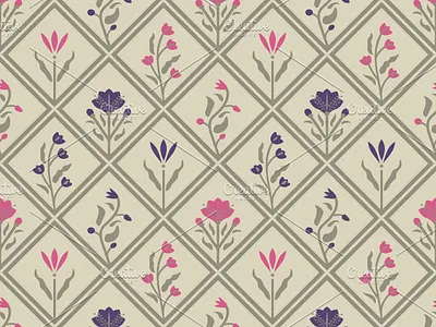 Rhombuses and flowers decorative design diamond floral pattern rhombus seamless simple surface design texture