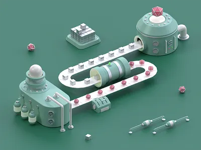 Design Factory 3D Illustration 3d 3d art 3d illustration 3d modeling blender clean cute 3d design design factory factory game design game illustration graphic design illustration industry isometric lowpoly machine minimal render