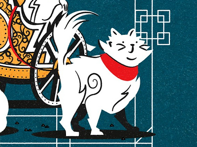 Freyja, Bygul & Trjegul affiche art deco cat cats chariot feline goddess illustration illustrator minimalist mythology norse pattern poster texture vector vintage