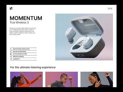 Momentum True 3 Wireless - Website Layout art direction headphones landing landingpage layout minimal tech ui ux web webdesign