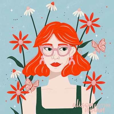Dtiys Flower Girl design female floral funwithfaces illustration portrait procreate redhead