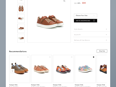 Kid Shoes - Ecommerce Minimal Product Page UX/UI add to cart buy buy product cart clean design e commerce ecommerce kid shoe kid shopping kids shop minimal minimalism minimlistic shoes shop shopify shopping ui ux