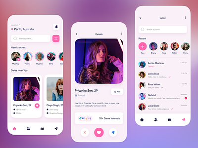 A Sleek and Engaging Design for a Matchmaking Dating App branding dating app design graphic design illustration matchmaking app matchmaking dating app ui ux visual design