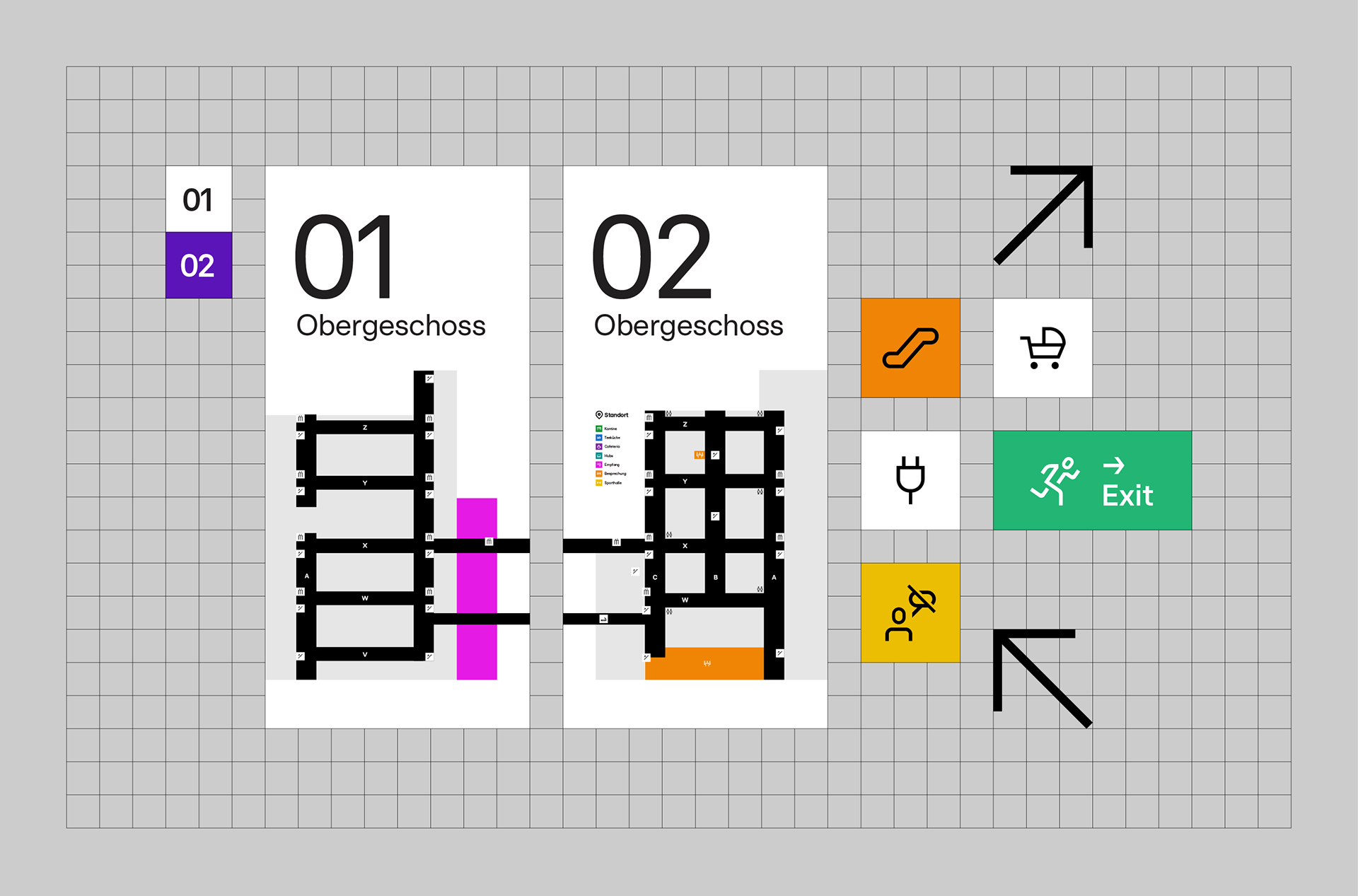 RTL - Map arrow color icon signal symbol wayfinding