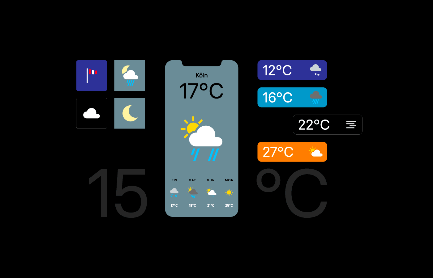 RTL - Weather App animation app cold color digital numbers phone warm weather web website