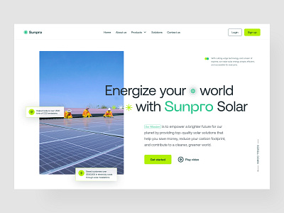 Sunppro - Solar Web-header UI energy energysaving landingpage product productdesign renewable saas solar solarenergy solarpower ui ui design ux webdesign website windenergy windpower