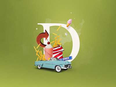 D - Diner 36daysoftype america arrow car collage collage art collage digital collage maker collageart d design diner food graphic graphicdesign icecream illustration letter type typography