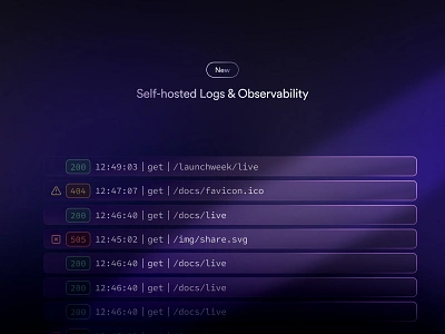 Supabase LW7 Day 1 – Self-hosted Logs & Observability branding design developers devtool figma gradient illustration logs purple startup supabase tech tool typography vector