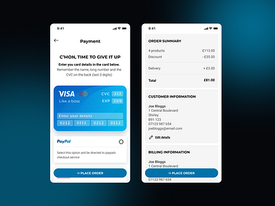 #DailyUI #002 account billing card checkout design details ecom ecommerce mobile order payment summary ui ui design uidaily uidesign