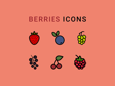 Berries icons adobe illustrator app design graphic design illustration logo summer ui vector