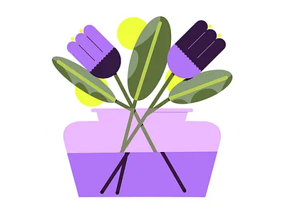 Tuesday flowers flat illustration flowerpower flowers gift illustration nature purple flower tuesdaymorning vase
