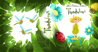 Thumbelina Book Cover charactersdesign childrensbookillustrator cover cute design graphic design illustration illustrator tale