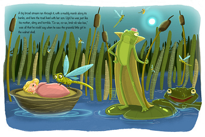 Toad Prince book charactersdesign childrensbookillustrator cute design graphic design illustration illustrator thumbelina toad