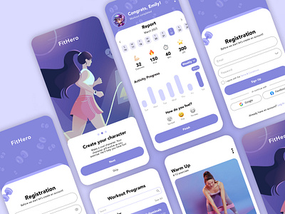 FitHero - Fitness & Workout Mobile App capture design designer dribbble fit fitness gamification graphic design health healthcare illustration mobileapp onboarding registration signup ui uiux userinterfacedesign ux workout