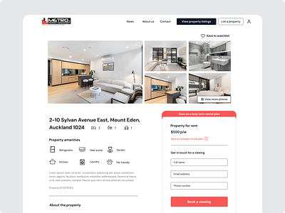 Property Listing Page design product design ui ux web design