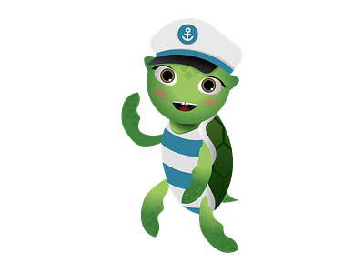 Mascot Captain baby Turtle | vector illustration animal baby turtle captain captains hat childlike cute friendly turtle graphic design green with blue happy illustration mascot for children maskot sailor sea shell smile turtle turtle in clothes vector