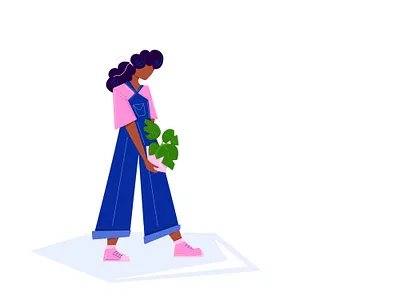 Holding the potted plant care friend girl hobby houshold illustration lonely plant potted plant vector