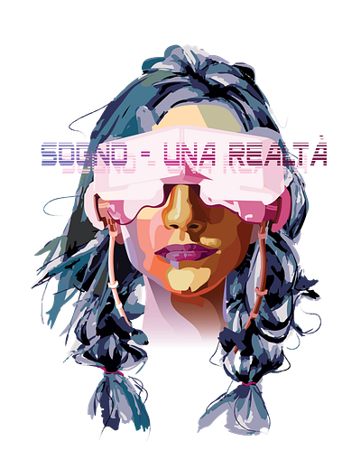 Una realtà illustration vector virtual reality vr