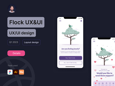 Empowering Emotional Connections with Flock App branding design emotional illustrations ui user experience ux ux ui