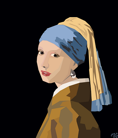 Girl with a pearl earring v2 | Johannes Vermeer, 1665 art design illustration vector