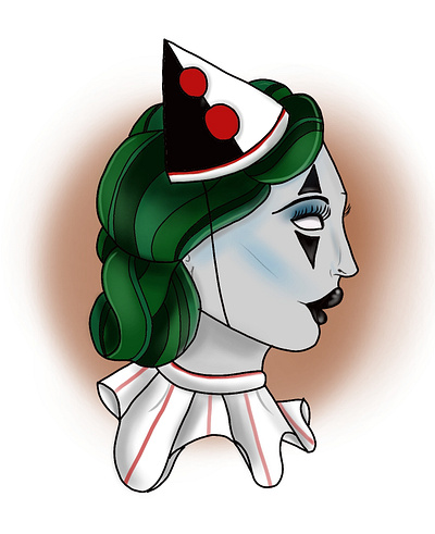 Clown. art chicano circus clown design digital drawing flash tattoo