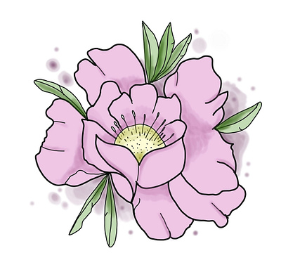 Flower. design digital digitalart drawing flash floral flower leaves nature pink flower tattoo