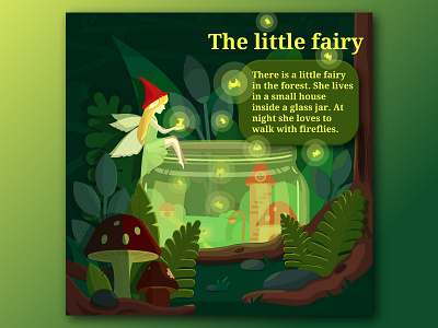 The little fairy. adobe illustrator art book book cover book illustration color design drawing fairy fairy tale fireflies forest house illustration jar little fairy vector vector art vector illustration