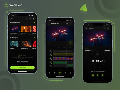 Video Editing App 4k animation audio branding clips design editing fps frame landing page media mobile app product tiktok time timeline trim ui video video editing