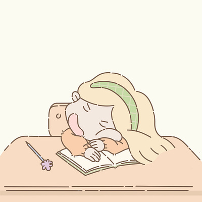 Sleeping girl 2d cartoon character characterdesign children cute girl illustration school