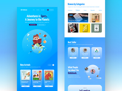 KiddoBook - Book Online Store Landing Page awwwards book store landing page brand identity cryptocurrency design system e commerce homepage interaction design landingpage motion graphics online store online store landing page prototype rimonuiux saas shop uiux webpage