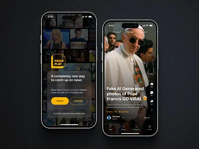 PressPlay magazine app concept after effects app dark figma interaction ios mass media mobile app mobile design news uiux