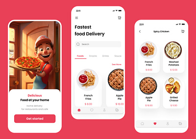 Food App Trend 3d animation app branding design graphic design illustration logo motion graphics typography ui ux vector